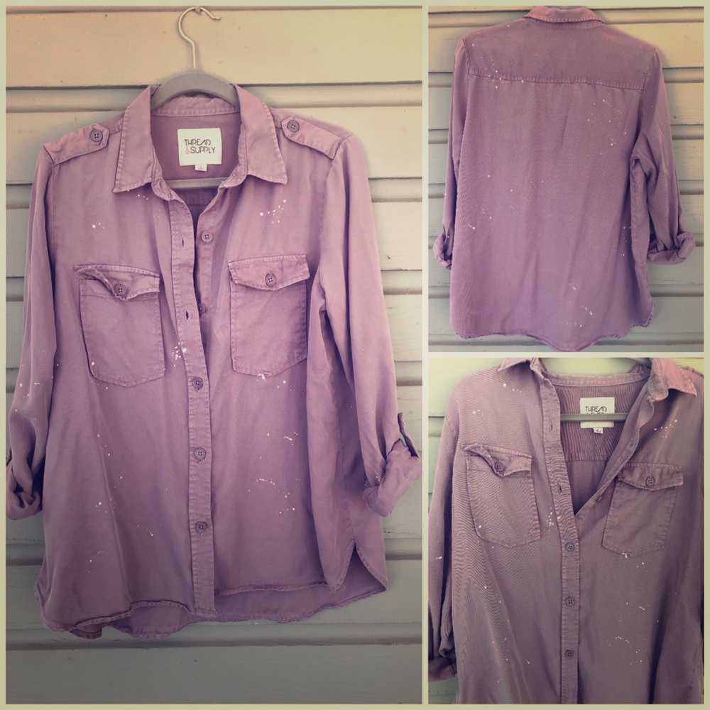Purple Gray Paint Splatter Baggy Shirt